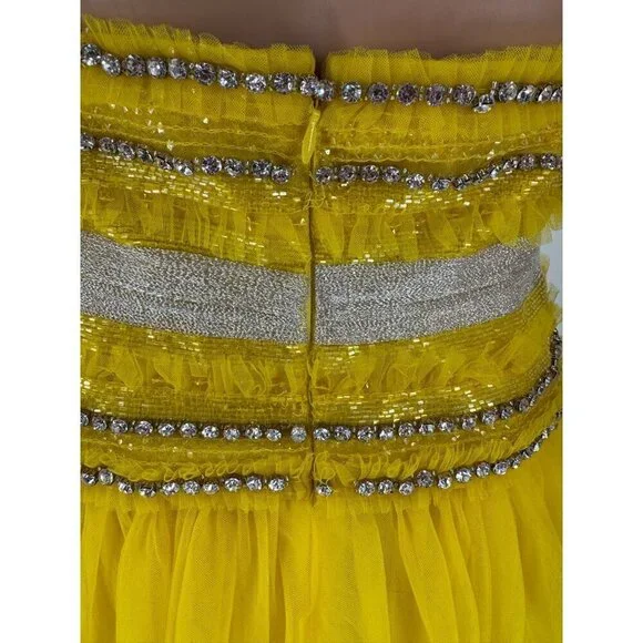 Naeem Khan Gown Yellow Tulle Crystal Halter US 10 – Runway Spring 2018 - Picture 12 of 15